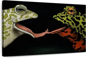 Elephant Stock - Horny Toads I Wall Art - Horizontal Canvas Wall Art - Living Room Wall Decor - Painting Funny Animal Canvas Art - Black And Green Decor by Leah Saulnier - 45" x 30"