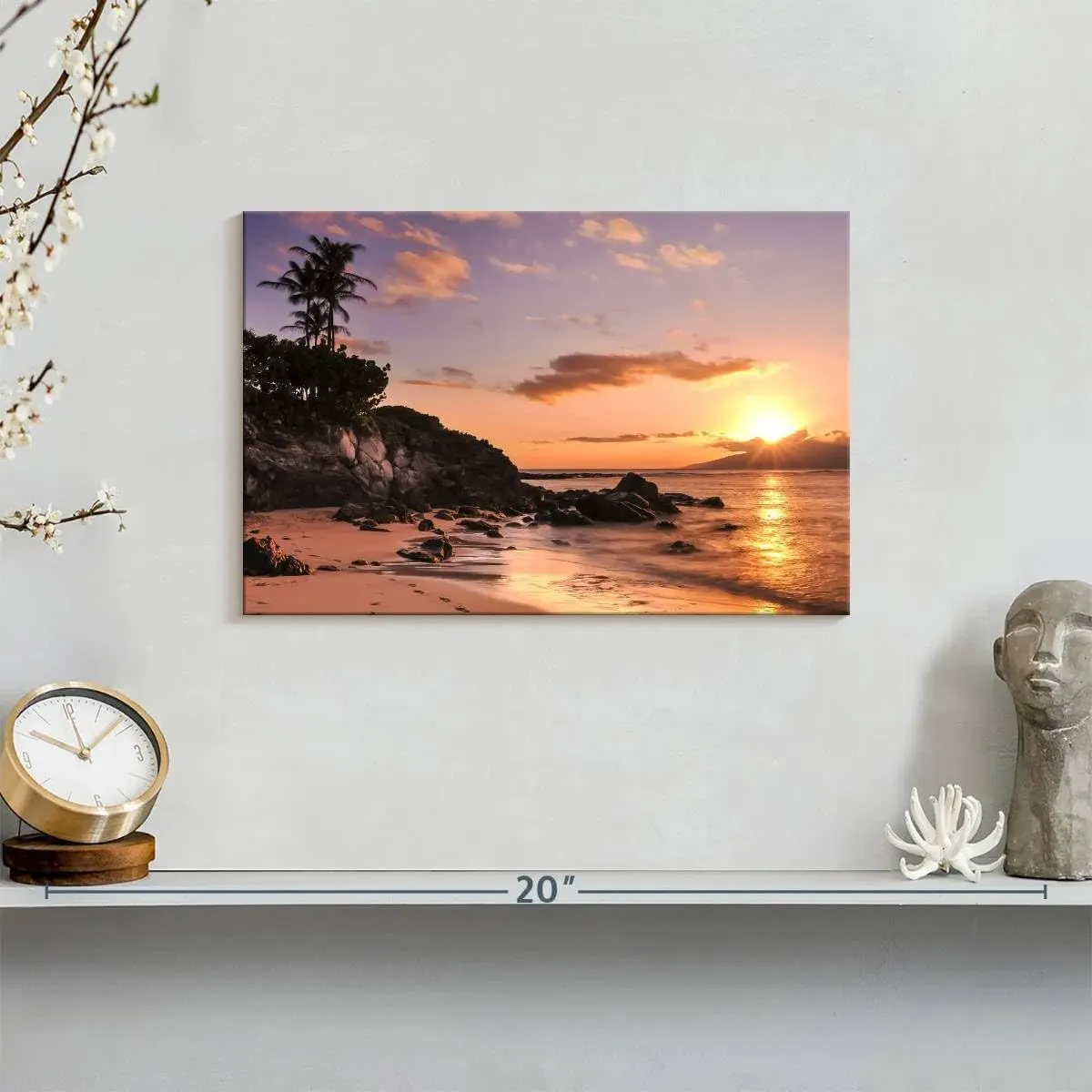 Elephant Stock - Kapalua Beach Sunset Wall Art - Horizontal Canvas Wall Art - Living Room Wall Decor - Photography Beach Canvas Art - Orange And Brown Decor - 12" x 8"