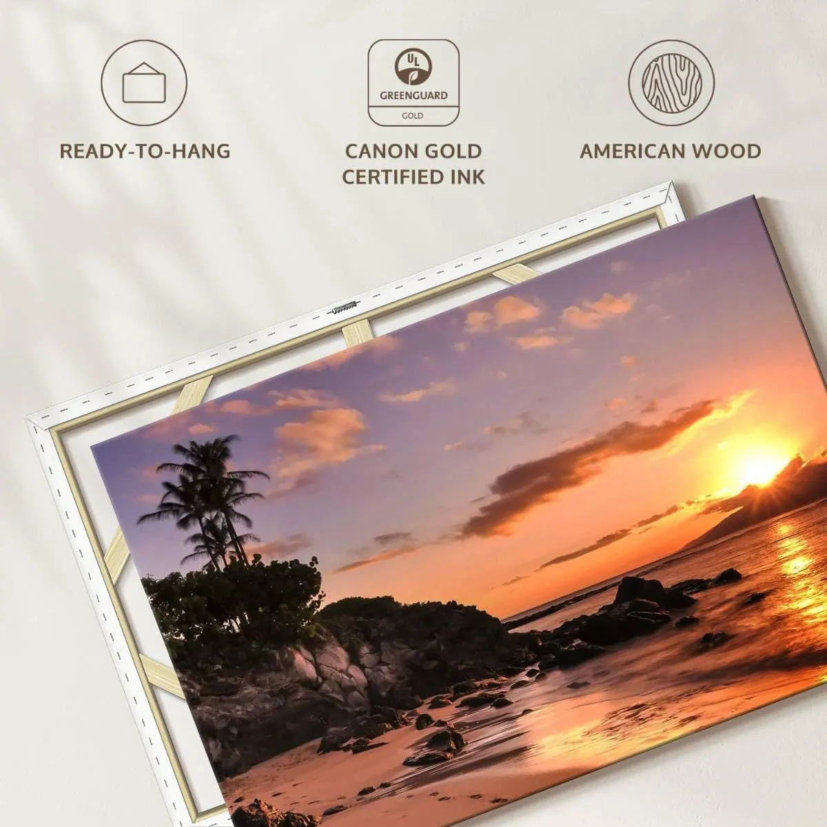 Elephant Stock - Kapalua Beach Sunset Wall Art - Horizontal Canvas Wall Art - Living Room Wall Decor - Photography Beach Canvas Art - Orange And Brown Decor - 12" x 8"