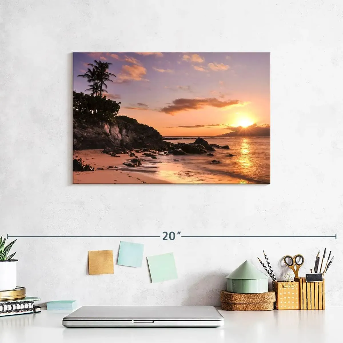 Elephant Stock - Kapalua Beach Sunset Wall Art - Horizontal Canvas Wall Art - Living Room Wall Decor - Photography Beach Canvas Art - Orange And Brown Decor - 12" x 8"