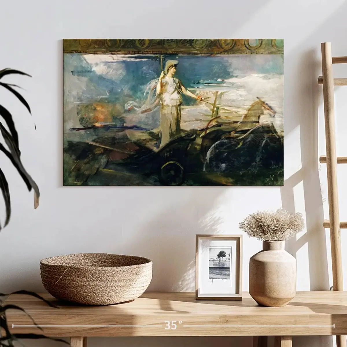 Elephant Stock - Minerva In A Chariot 1894 Wall Art - Horizontal Canvas Wall Art - Living Room Wall Decor - Painting Mythical Figures Canvas Art - Black And Gray Decor by Abbott Handerson Thayer - 24" x 16"