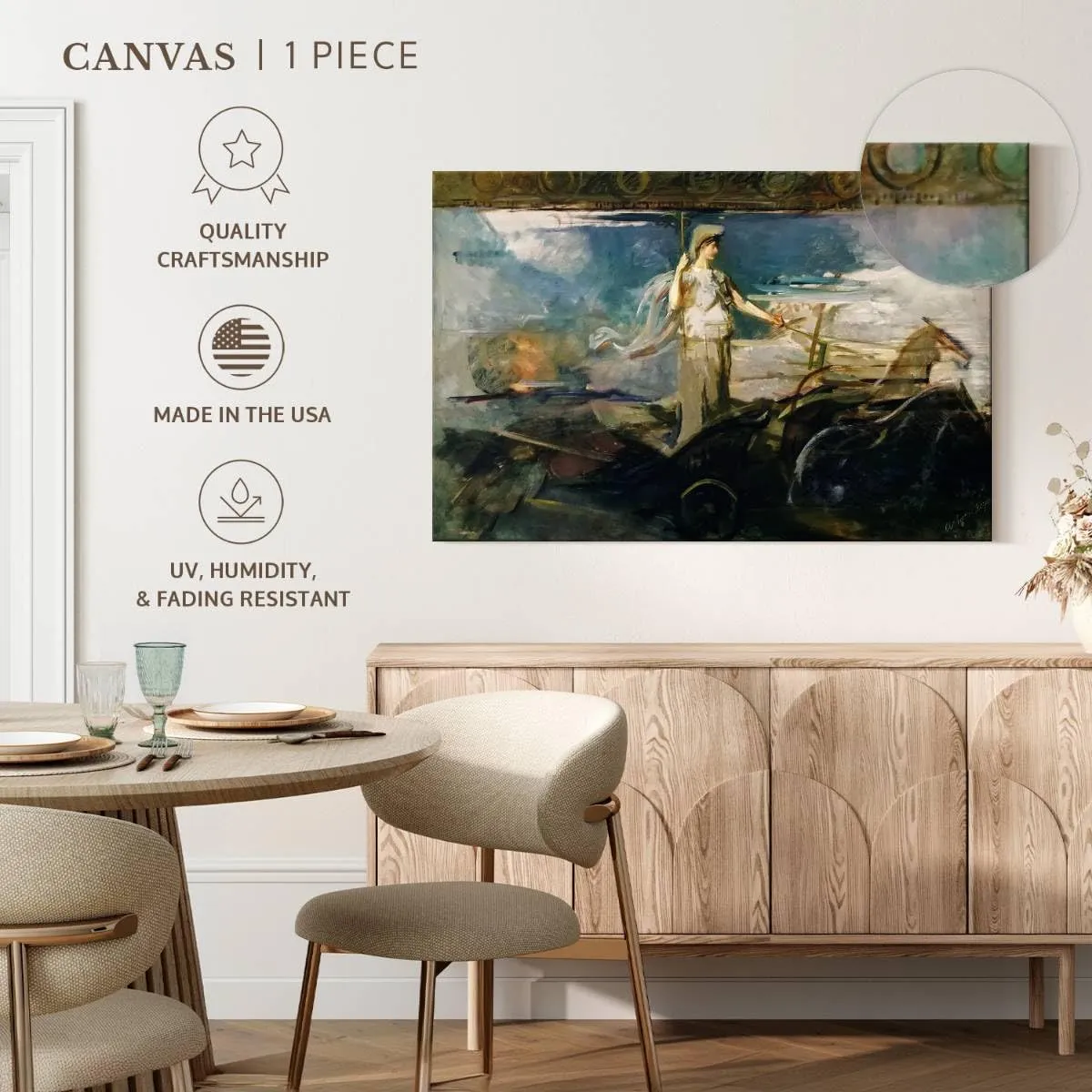 Elephant Stock - Minerva In A Chariot 1894 Wall Art - Horizontal Canvas Wall Art - Living Room Wall Decor - Painting Mythical Figures Canvas Art - Black And Gray Decor by Abbott Handerson Thayer - 24" x 16"