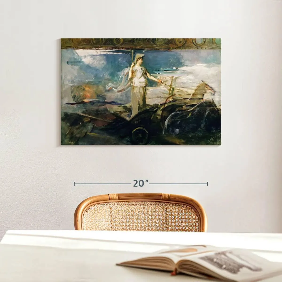 Elephant Stock - Minerva In A Chariot 1894 Wall Art - Horizontal Canvas Wall Art - Living Room Wall Decor - Painting Mythical Figures Canvas Art - Black And Gray Decor by Abbott Handerson Thayer - 24" x 16"