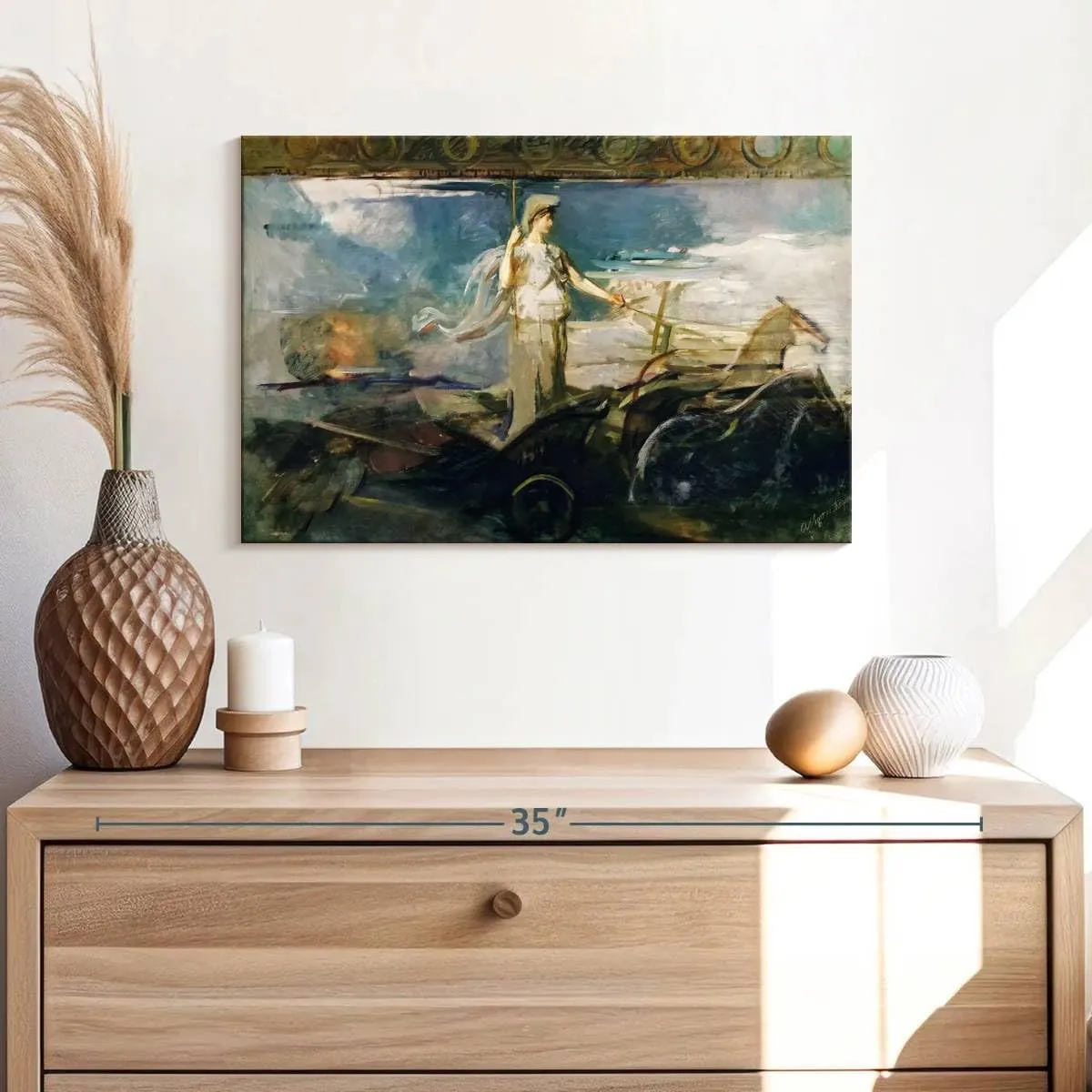 Elephant Stock - Minerva In A Chariot 1894 Wall Art - Horizontal Canvas Wall Art - Living Room Wall Decor - Painting Mythical Figures Canvas Art - Black And Gray Decor by Abbott Handerson Thayer - 24" x 16"