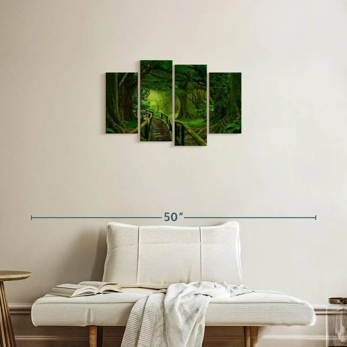 Elephant Stock - Mossy Tropical Jungle Trail Wall Art - Horizontal Multi Panel Canvas - 4 Piece Living Room Wall Decor - Photography Nature Multi Piece Wall Art - Green And Brown Decor - 30" x 18"