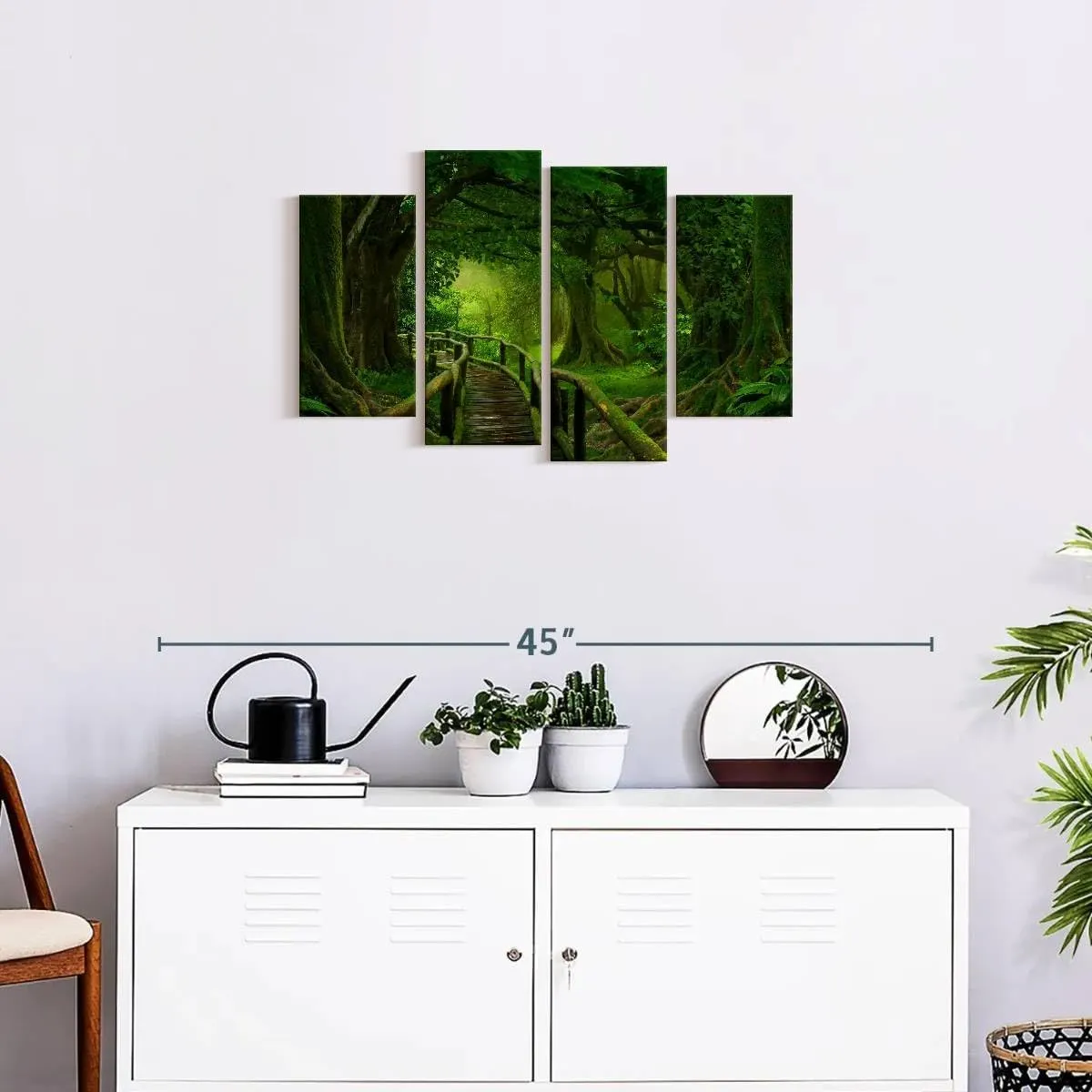 Elephant Stock - Mossy Tropical Jungle Trail Wall Art - Horizontal Multi Panel Canvas - 4 Piece Living Room Wall Decor - Photography Nature Multi Piece Wall Art - Green And Brown Decor - 30" x 18"