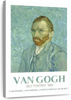 Elephant Stock - Self Portrait Van Gogh Exhibition Poster Wall Art - Vertical Canvas Wall Art - Living Room Wall Decor - Painting Artists Canvas Art - White And Beige Decor by Vincent Van Gogh - 30" x 45"