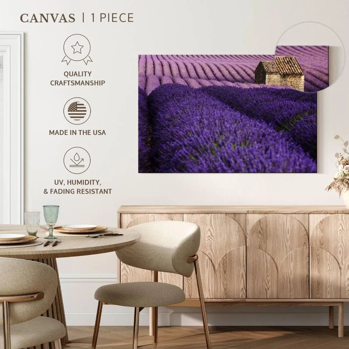Elephant Stock - Valensole Plateau Wall Art - Horizontal Canvas Wall Art - Lobby Wall Decor - Photography Nature Canvas Art - Purple And Beige Decor - 36" x 24"