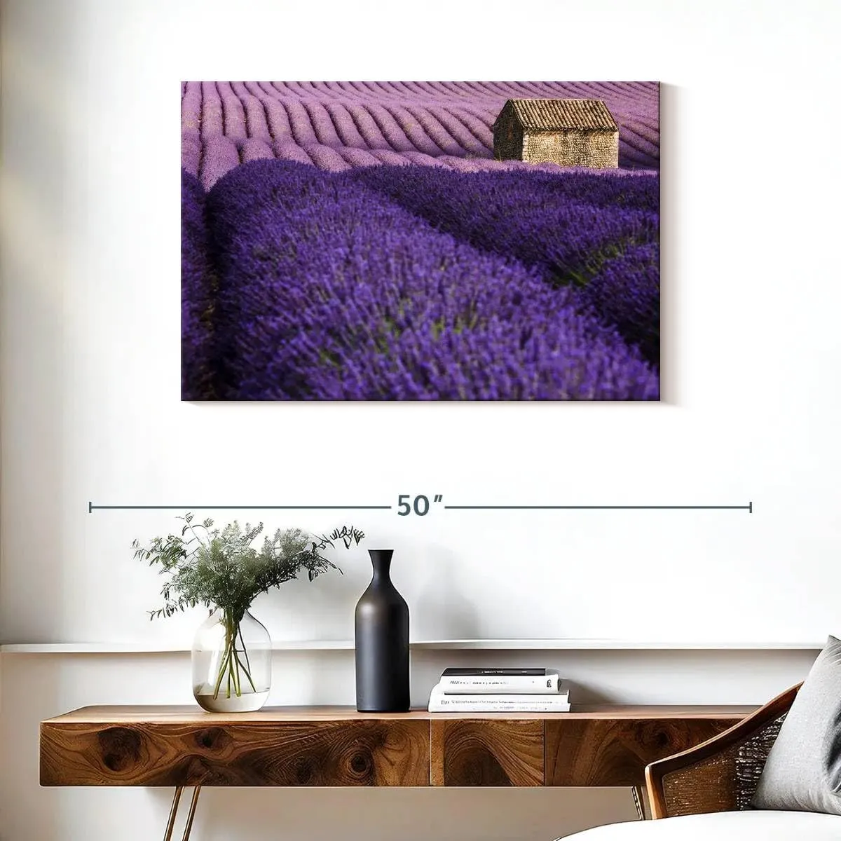 Elephant Stock - Valensole Plateau Wall Art - Horizontal Canvas Wall Art - Lobby Wall Decor - Photography Nature Canvas Art - Purple And Beige Decor - 36" x 24"