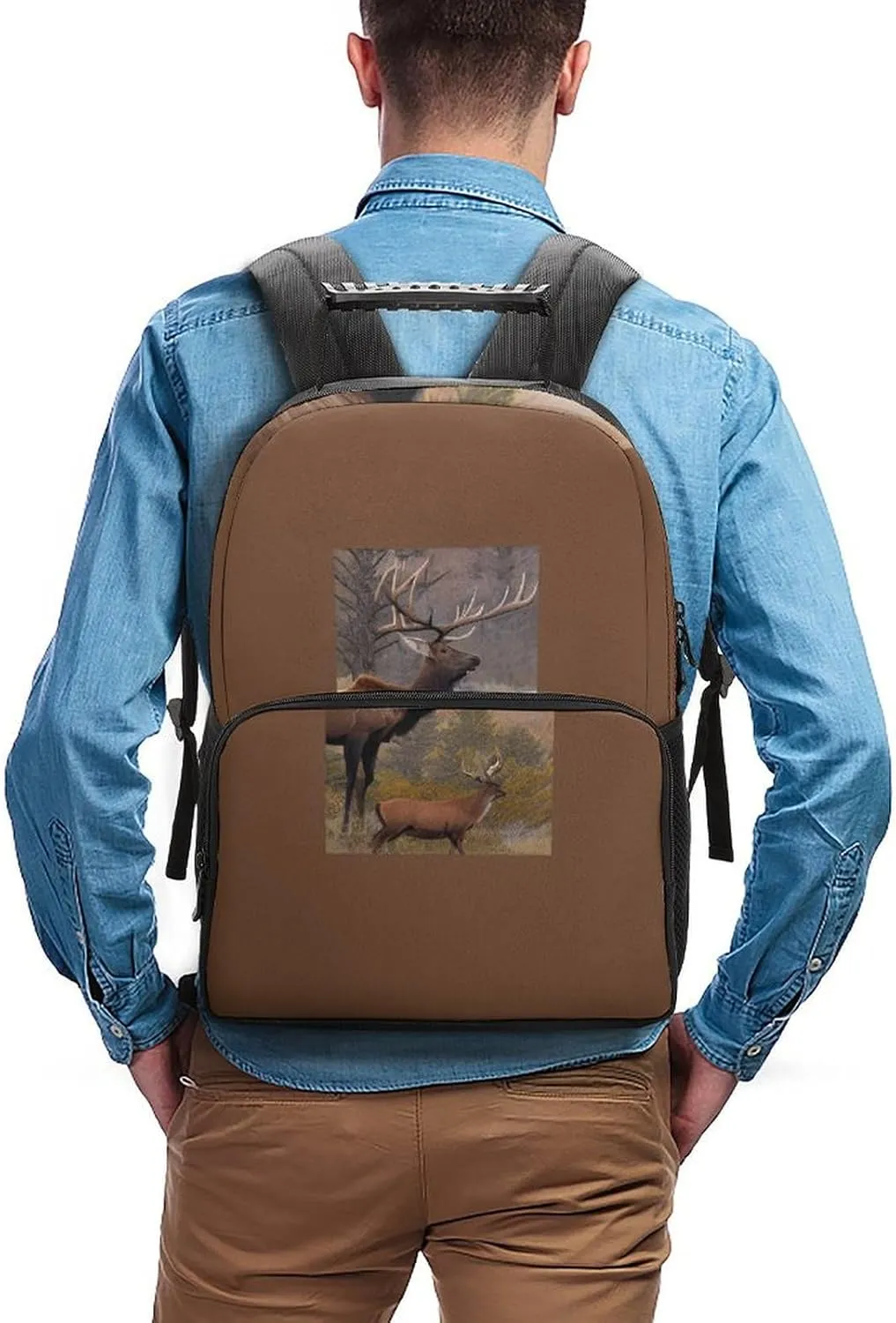 Elk Art Rucksack Polyester Anti-Theft Multipurpose Bookbag Big Capacity Travel and Sport Backpack Rucksack With Side Pockets