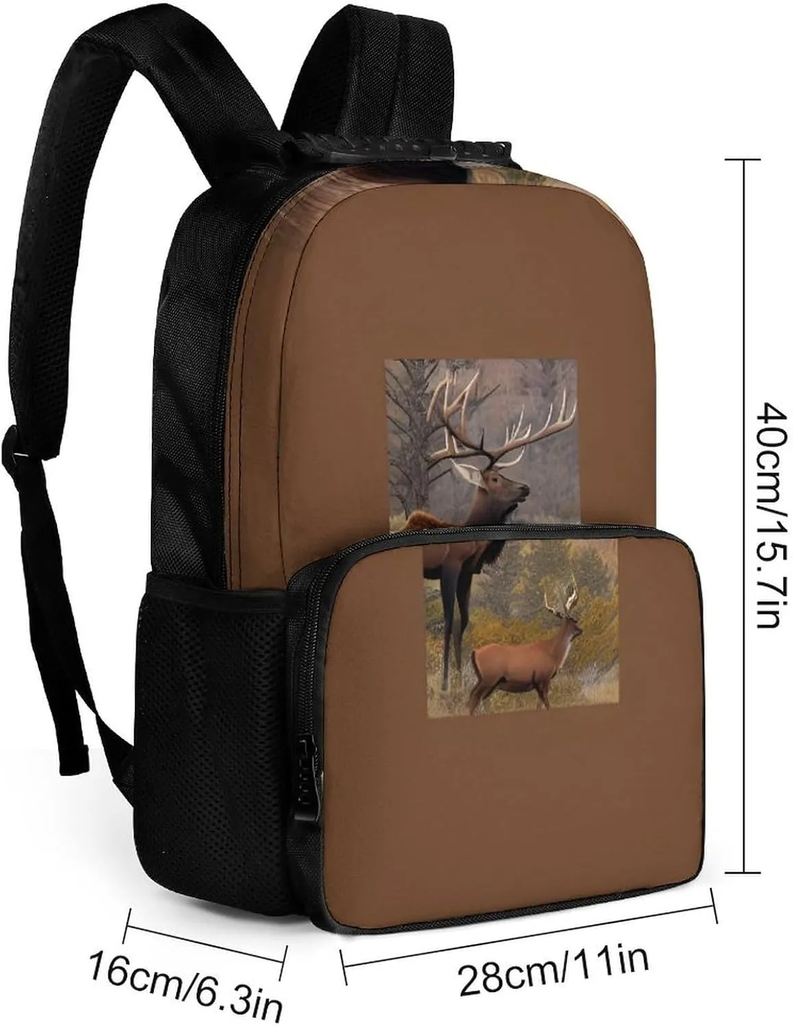 Elk Art Rucksack Polyester Anti-Theft Multipurpose Bookbag Big Capacity Travel and Sport Backpack Rucksack With Side Pockets