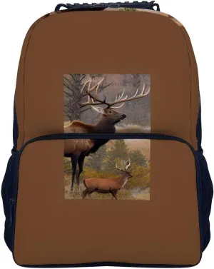 Elk Art Rucksack Polyester Anti-Theft Multipurpose Bookbag Big Capacity Travel and Sport Backpack Rucksack With Side Pockets