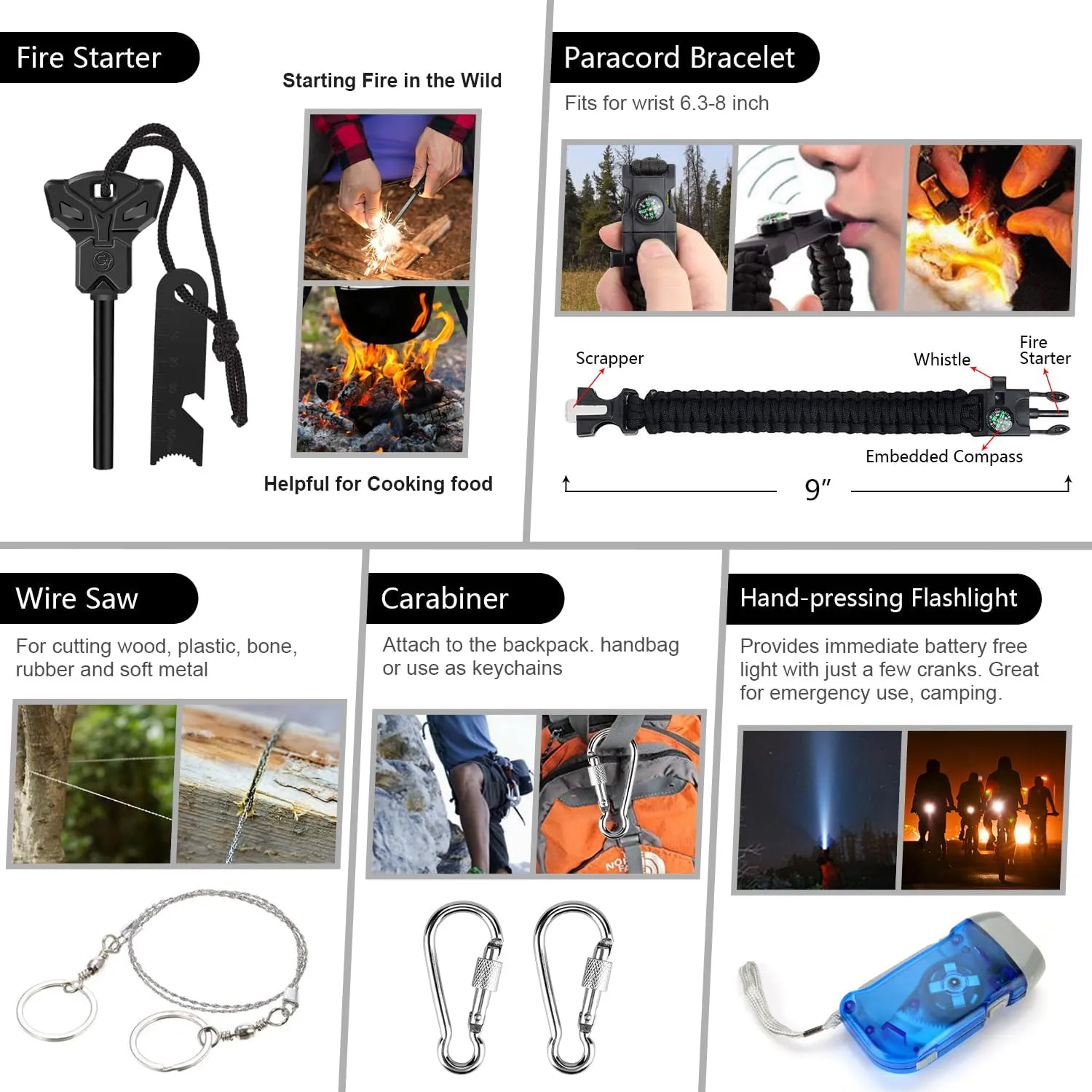 Emergency Survival Kit, 151 Pcs Survival Gear First Aid Kit, Outdoor Trauma Bag with Tactical Flashlight Knife Pliers Pen Blanket Bracelets Compass for Camping Earthquake or Adventures
