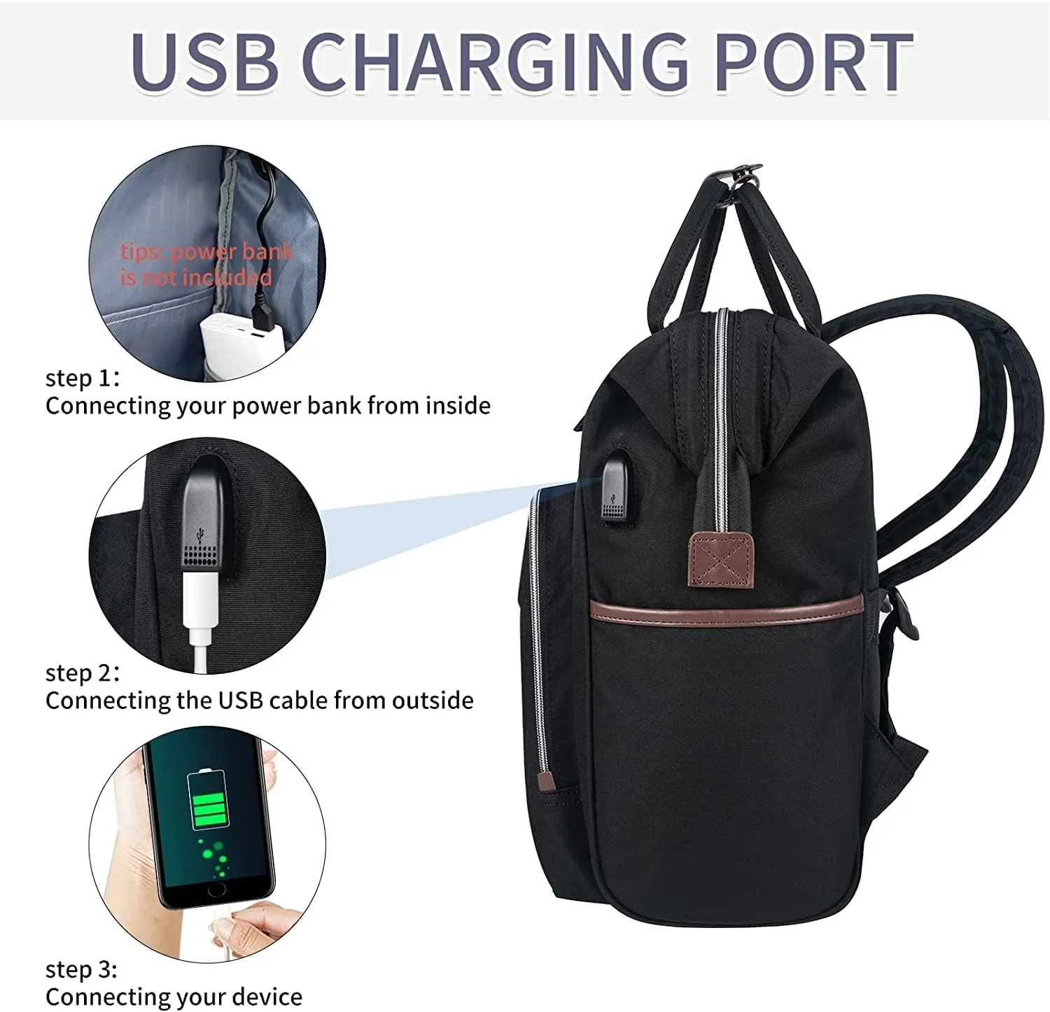 EMPSIGN 15.6 Inch Laptop Backpack for Women, Computer Travel Business Work Bag, Water Repellent College Casual Daypack with USB Port, Black