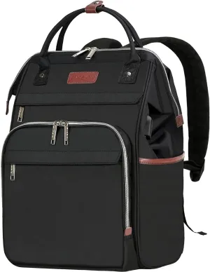 EMPSIGN 15.6 Inch Laptop Backpack for Women, Computer Travel Business Work Bag, Water Repellent College Casual Daypack with USB Port, Black