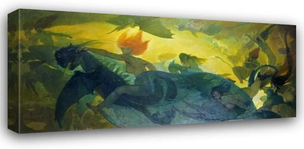 Engel, Carl 40x18 Large Gallery Wrapped Stretched Canvas Art Titled: The Ride of The Valkyries