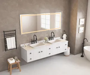 Enhance Your Beauty Routine with Multi-Functional Bathroom LED Mirror, Adjustable Color Temp, Smart Button Control, 72x32 Inches, White