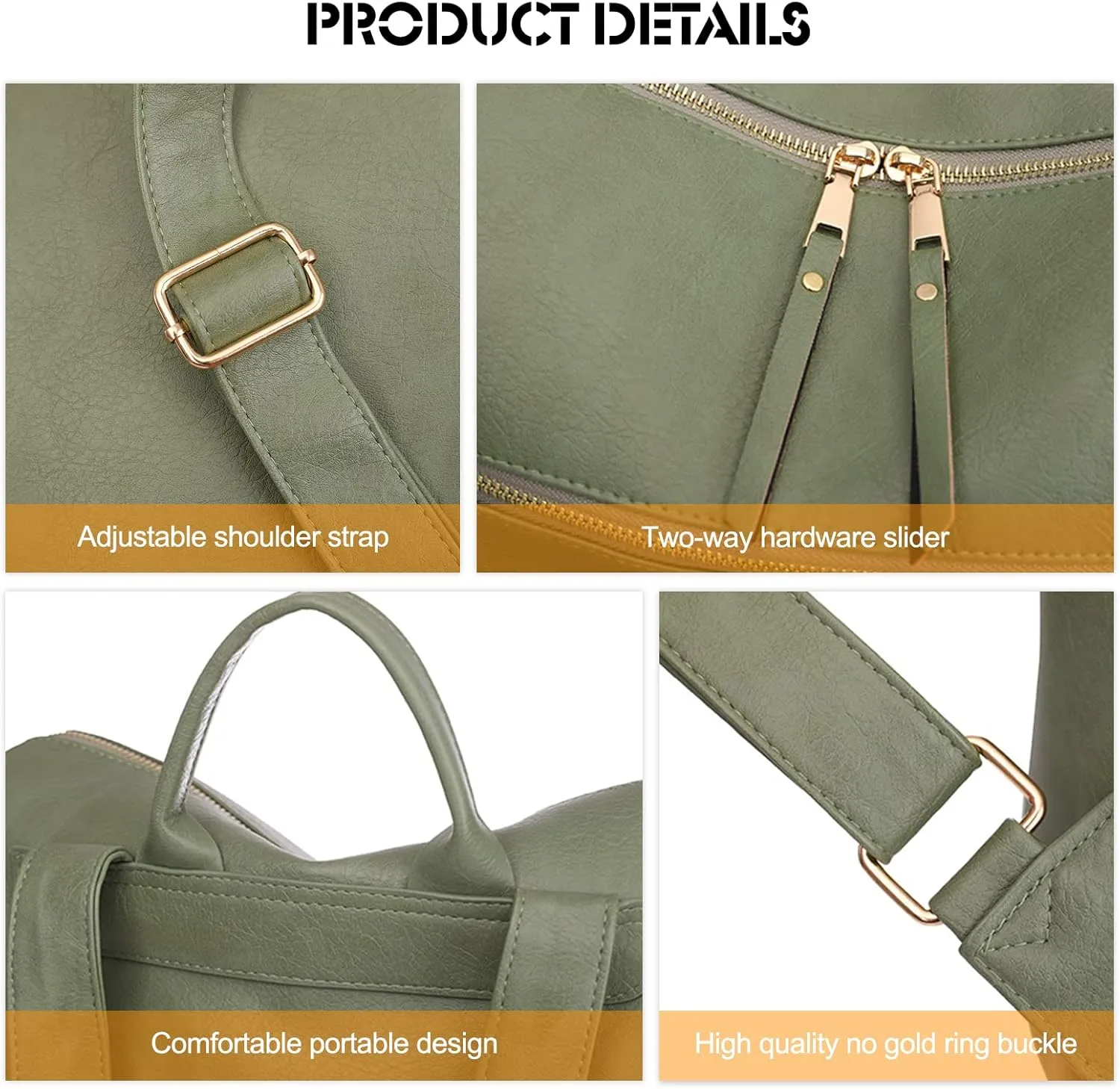 Ergocar Women Backpack, Ladies Fashion PU Leather Travel Backpack, Waterproof Anti-theft, Ladies Shoulder Bag with Detachable Strap, Women handbag with Multi-pocket compartment, for Ladies Teen Girls