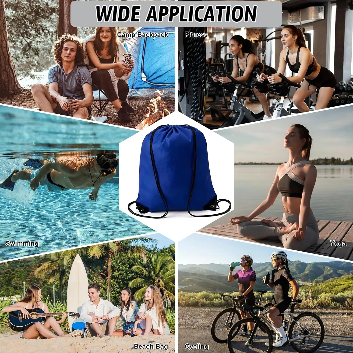 ERLYEEN Drawstring Backpack Bag for Gym Sports Traveling Beach Bulk String Bag Cinch Bag Sackpack for Men Women 10 color（40 Pack）