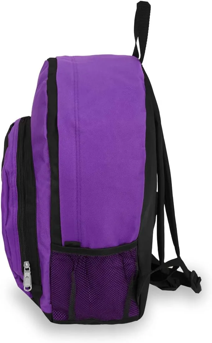 Everest Backpack with Front and Side Pockets, Dark Purple, One Size