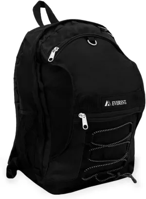 Everest Luggage Two Tone Backpack with Mesh Pockets, Black, Medium