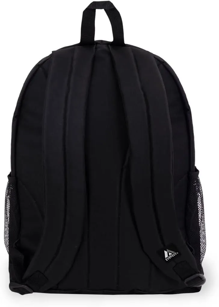 Everest Luggage Two Tone Backpack with Mesh Pockets, Black, Medium
