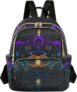 Exnundod Backpack Purse for Women Astronomical Moon Stars, Mini Fashion Backpack Colored Boho Lightweight Casual Daypack Shoulder Bag Travel Backpack, Medium