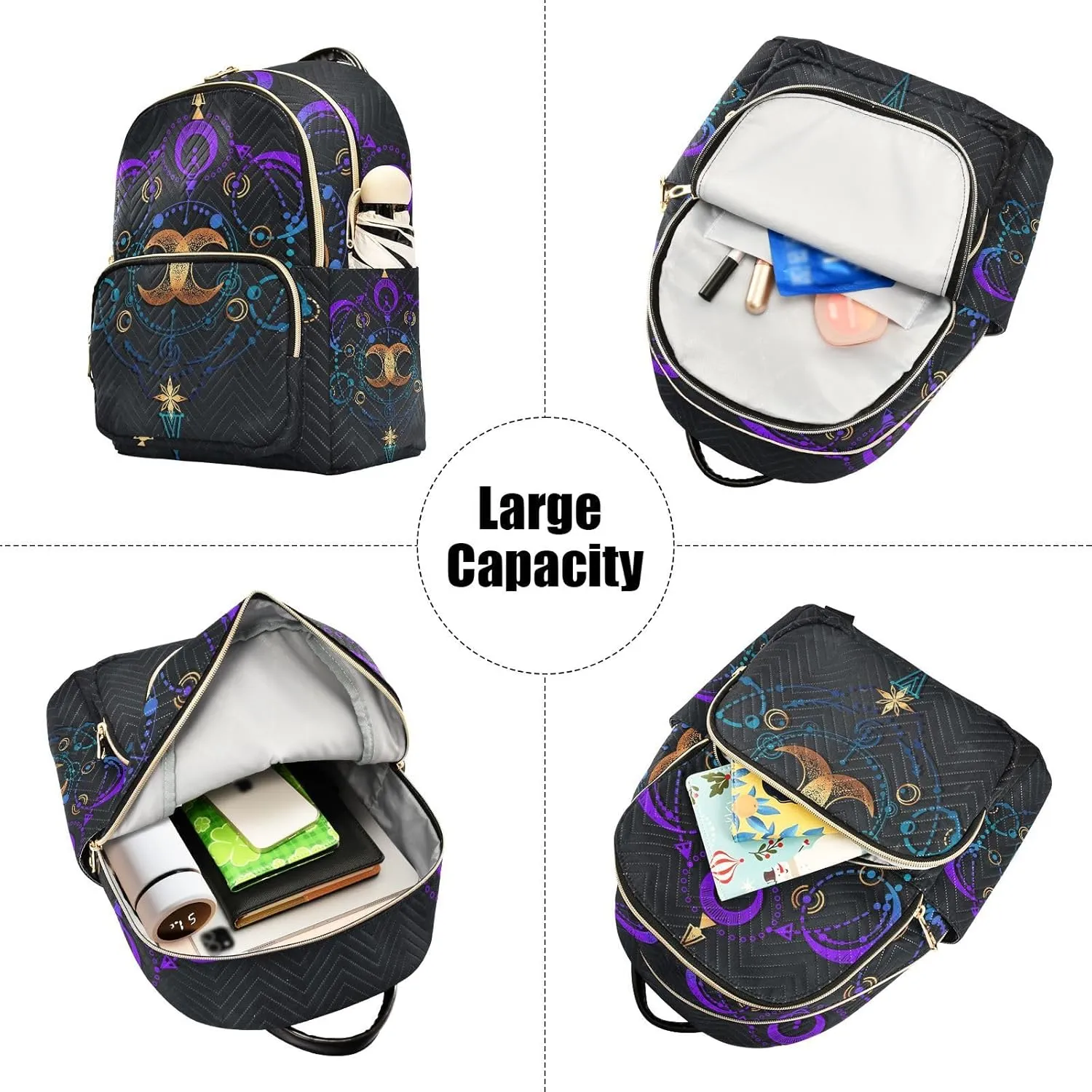 Exnundod Backpack Purse for Women Astronomical Moon Stars, Mini Fashion Backpack Colored Boho Lightweight Casual Daypack Shoulder Bag Travel Backpack, Medium