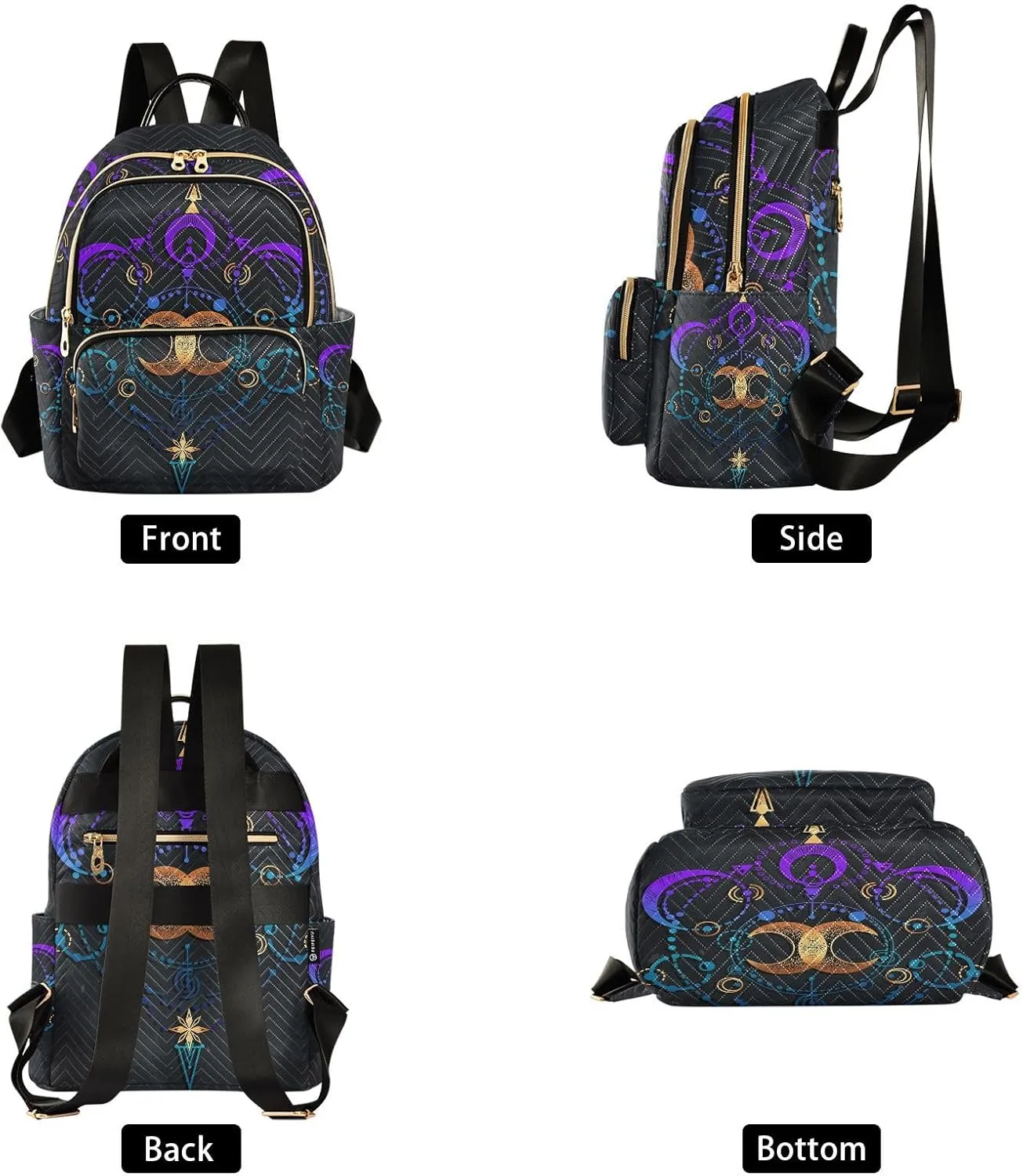 Exnundod Backpack Purse for Women Astronomical Moon Stars, Mini Fashion Backpack Colored Boho Lightweight Casual Daypack Shoulder Bag Travel Backpack, Medium