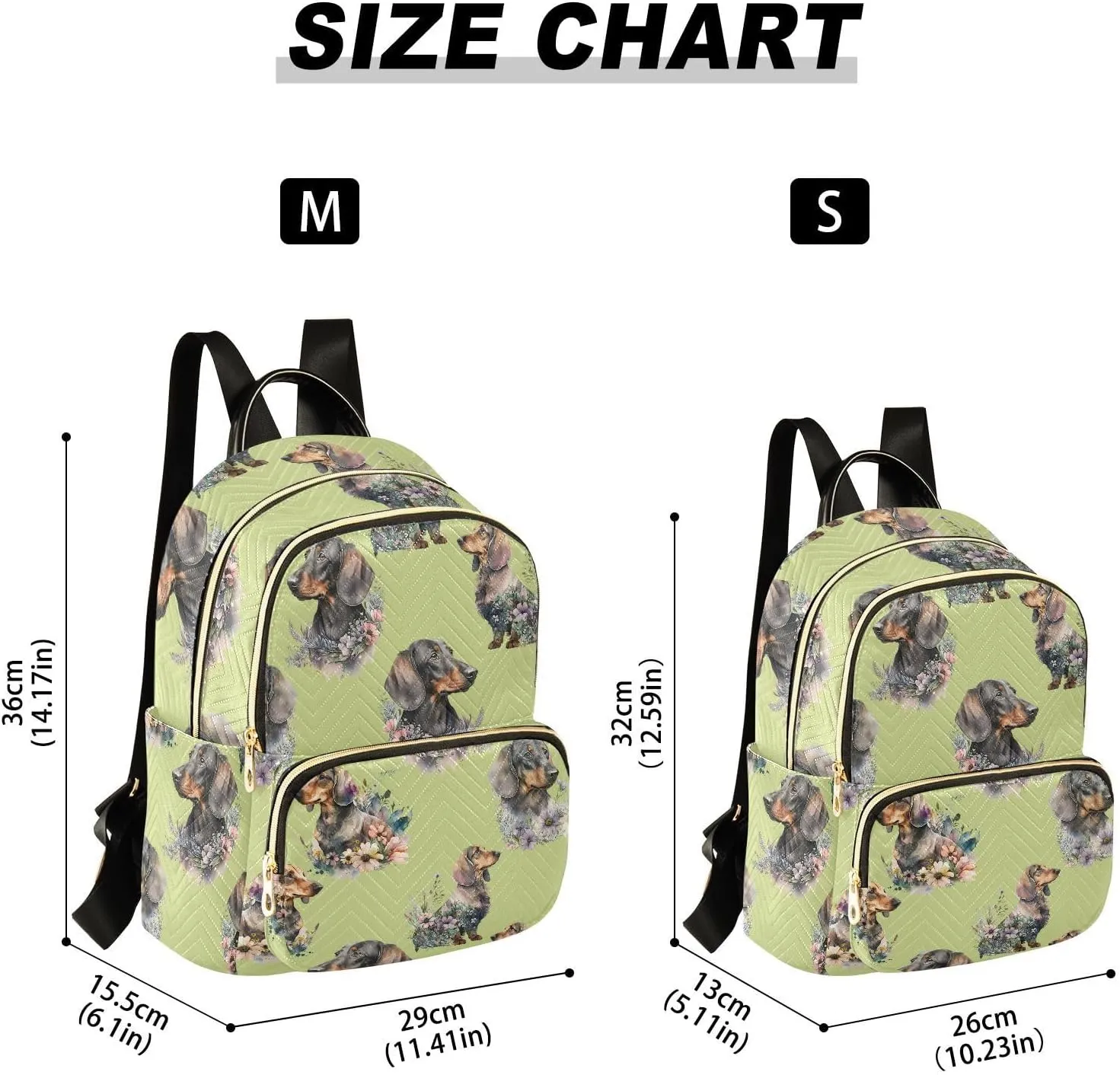 Exnundod Backpack Purse for Women Cute Dachshunds Flower, Mini Fashion Backpack Lightweight Casual Daypack Shoulder Bag Travel Backpack, Medium
