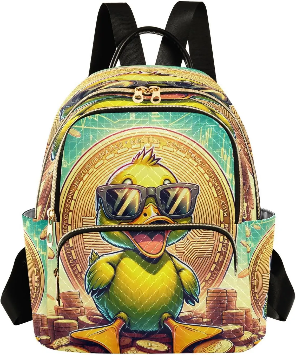 Exnundod Backpack Purse for Women Happy Wealthy Duck Mini Backpack Casual Backpack Travel Daypack,Small
