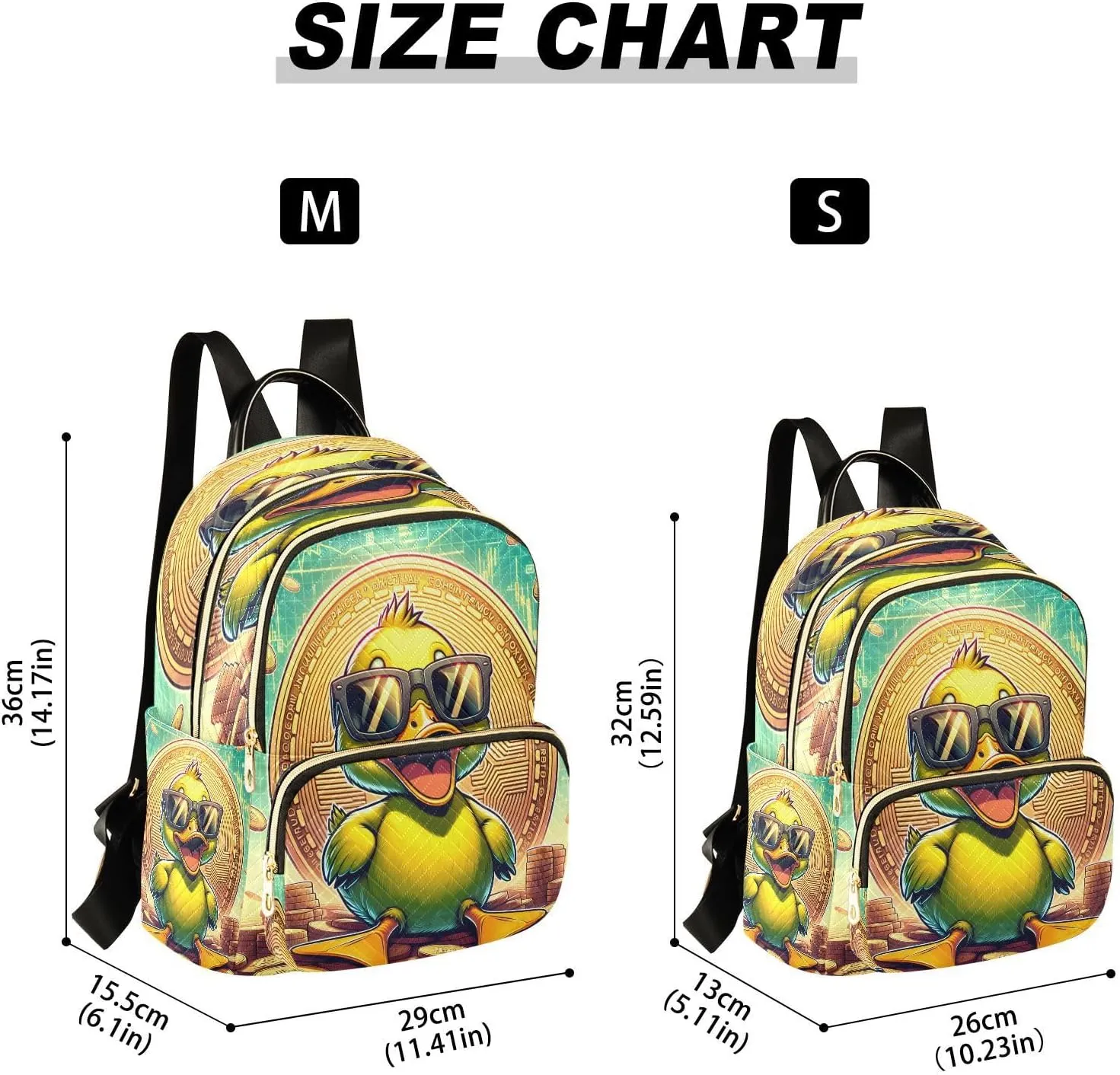 Exnundod Backpack Purse for Women Happy Wealthy Duck Mini Backpack Casual Backpack Travel Daypack,Small