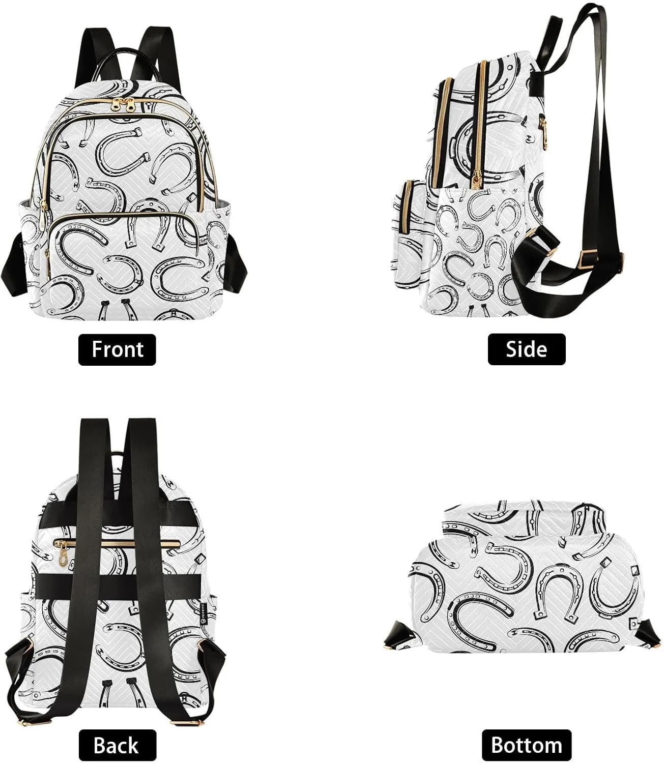 Exnundod Backpack Purse for Women Horseshoe Seamless Pattern, Mini Fashion Backpack Lightweight Casual Daypack Shoulder Bag Travel Backpack, M