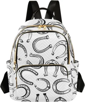 Exnundod Backpack Purse for Women Horseshoe Seamless Pattern, Mini Fashion Backpack Lightweight Casual Daypack Shoulder Bag Travel Backpack, M