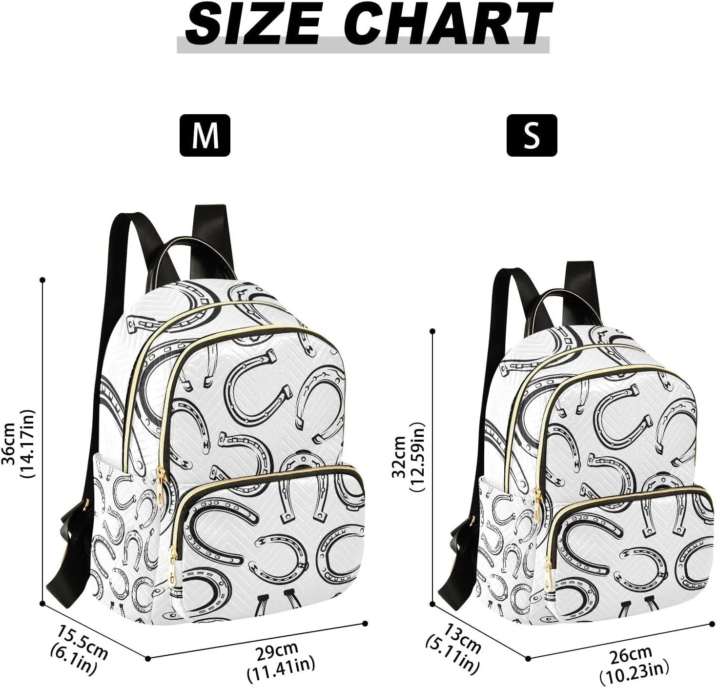 Exnundod Backpack Purse for Women Horseshoe Seamless Pattern, Mini Fashion Backpack Lightweight Casual Daypack Shoulder Bag Travel Backpack, M