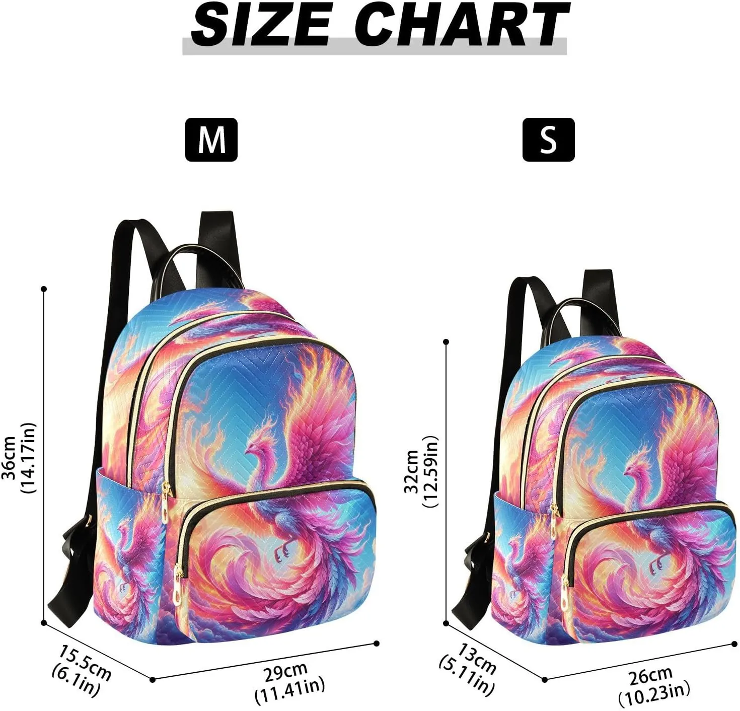 Exnundod Backpack Purse for Women Pink Phoenix Mini Backpack Casual Backpack Watercolor Print Travel Daypack,Medium