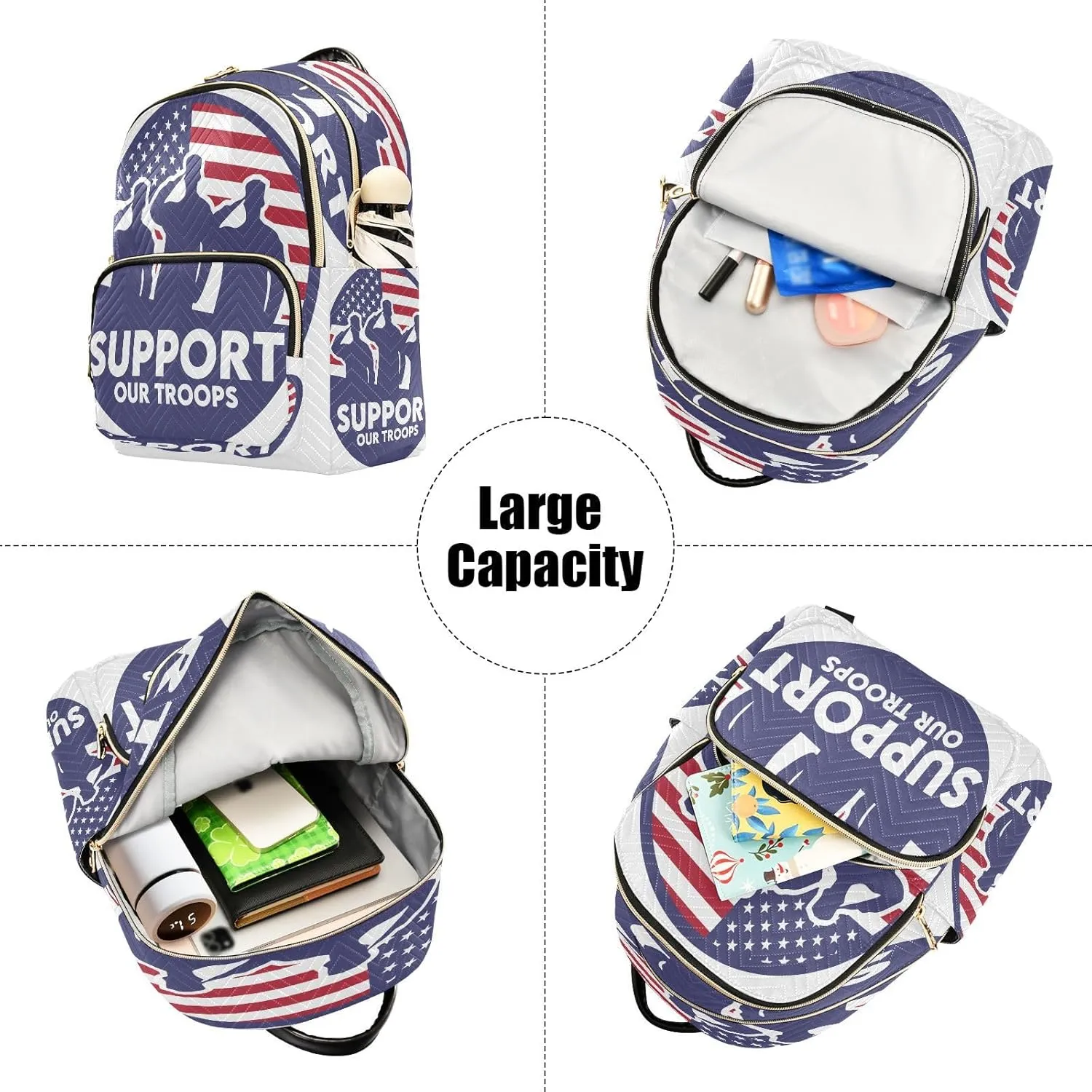 Exnundod Backpack Purse for Women Support Our Troops Travel Backpack Lightweight Daypack, Veteran's Day America