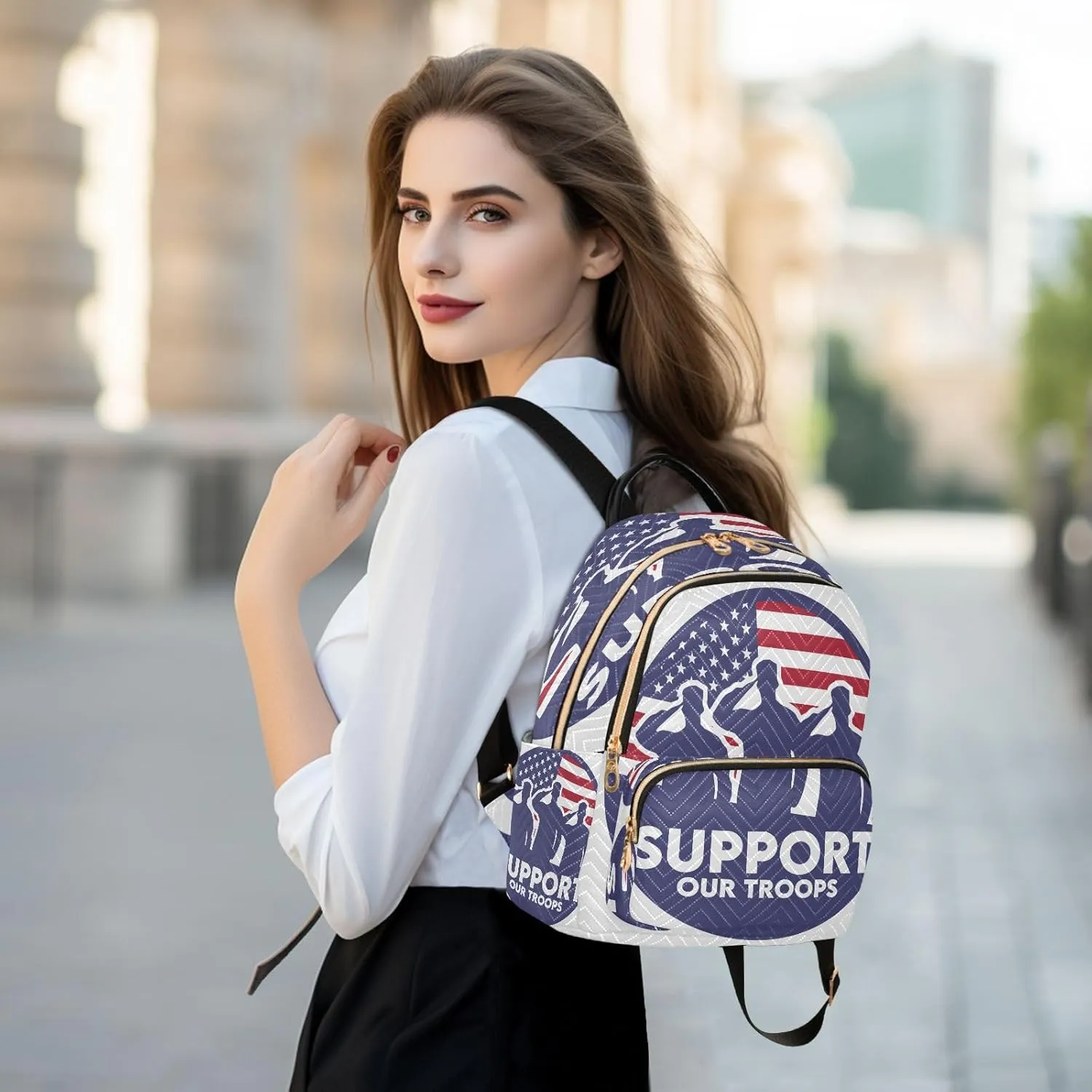 Exnundod Backpack Purse for Women Support Our Troops Travel Backpack Lightweight Daypack, Veteran's Day America