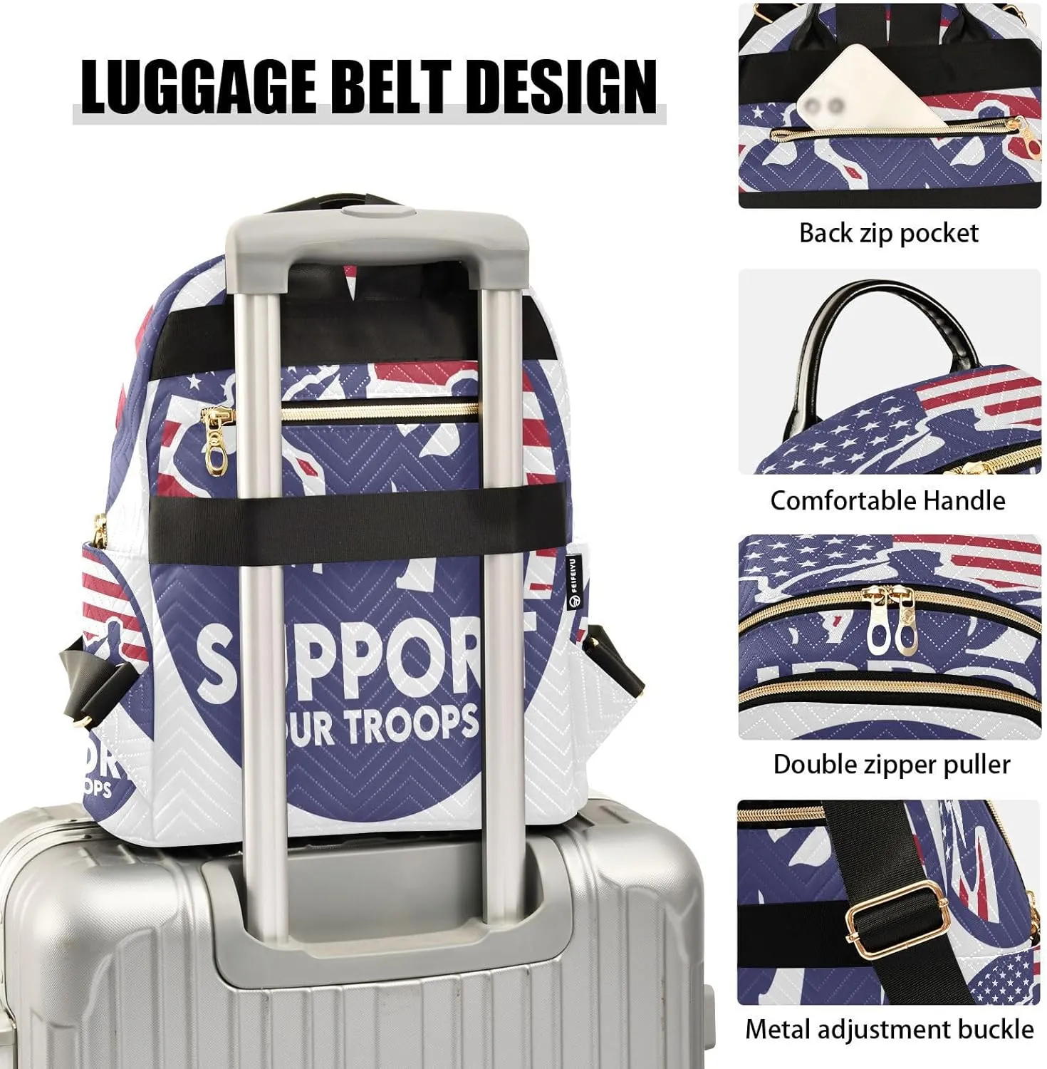 Exnundod Backpack Purse for Women Support Our Troops Travel Backpack Lightweight Daypack, Veteran's Day America