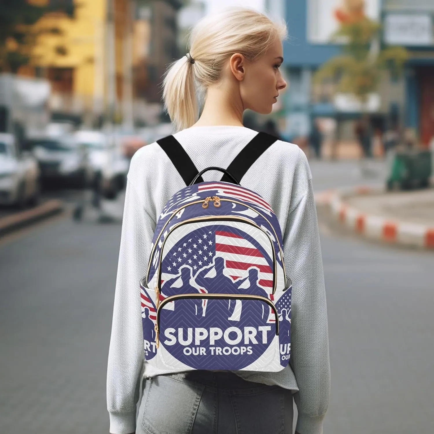 Exnundod Backpack Purse for Women Support Our Troops Travel Backpack Lightweight Daypack, Veteran's Day America