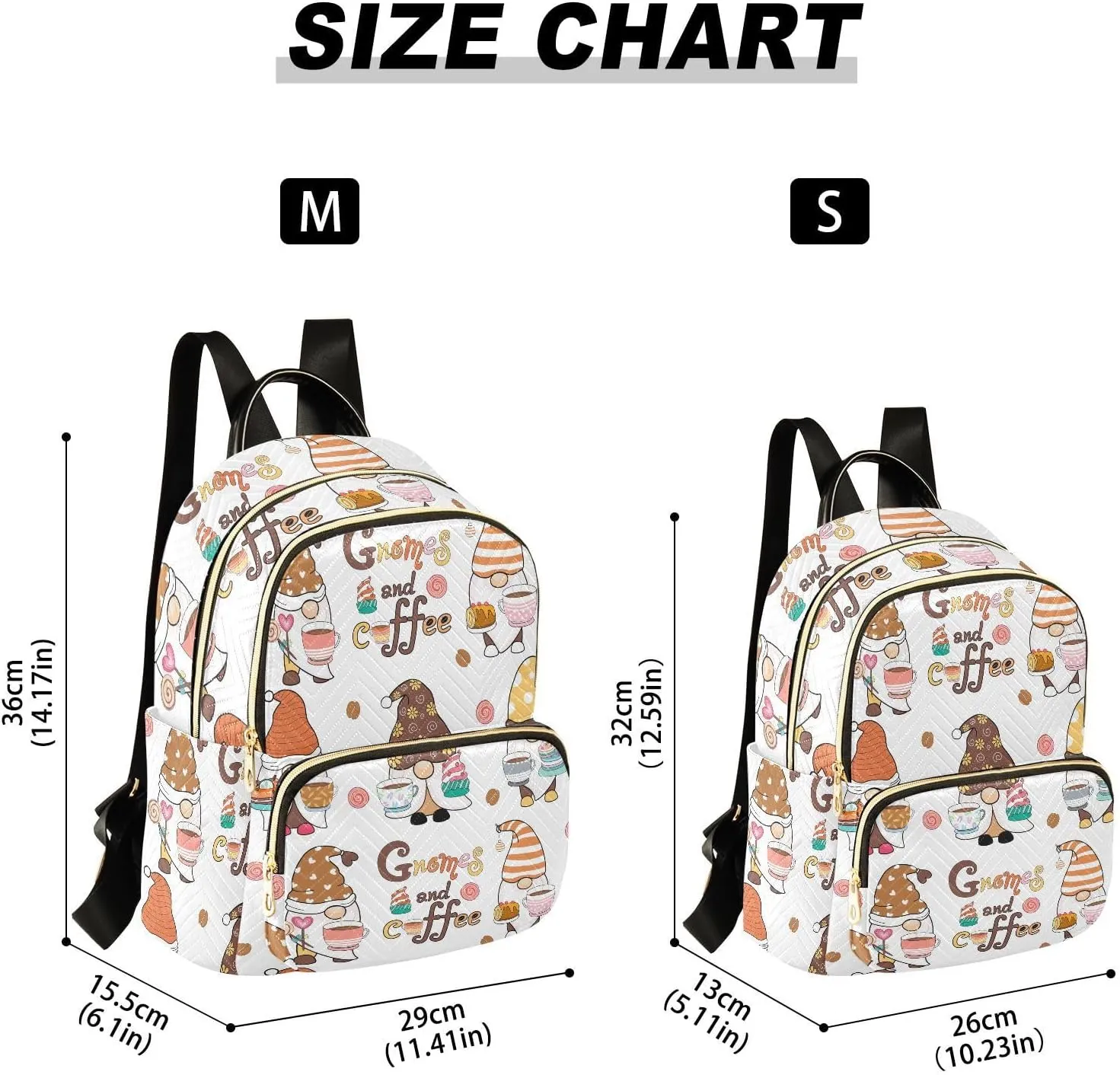 Exnundod Cartoon Gnomes Coffees Mini Backpack Purse for Women Travel Backpack Fashion Lightweight Shoulder Bag Small Casual Daypack,Medium