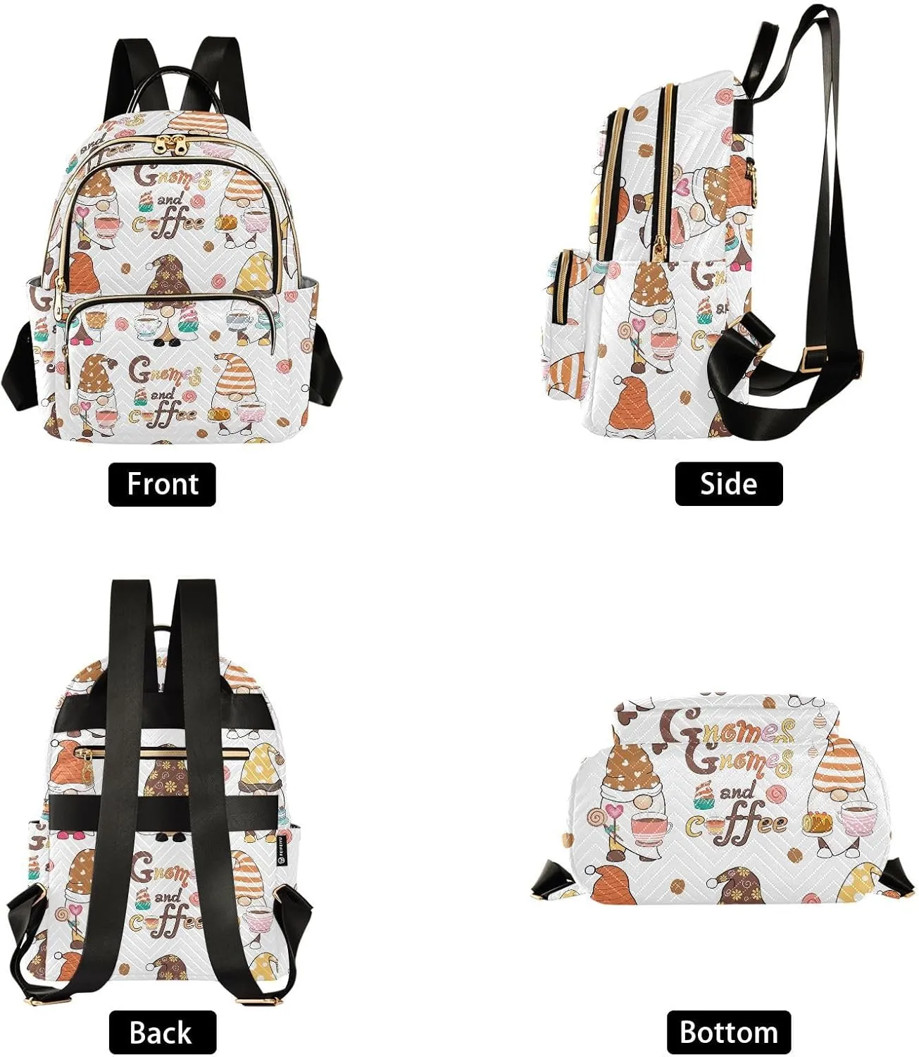 Exnundod Cartoon Gnomes Coffees Mini Backpack Purse for Women Travel Backpack Fashion Lightweight Shoulder Bag Small Casual Daypack,Medium