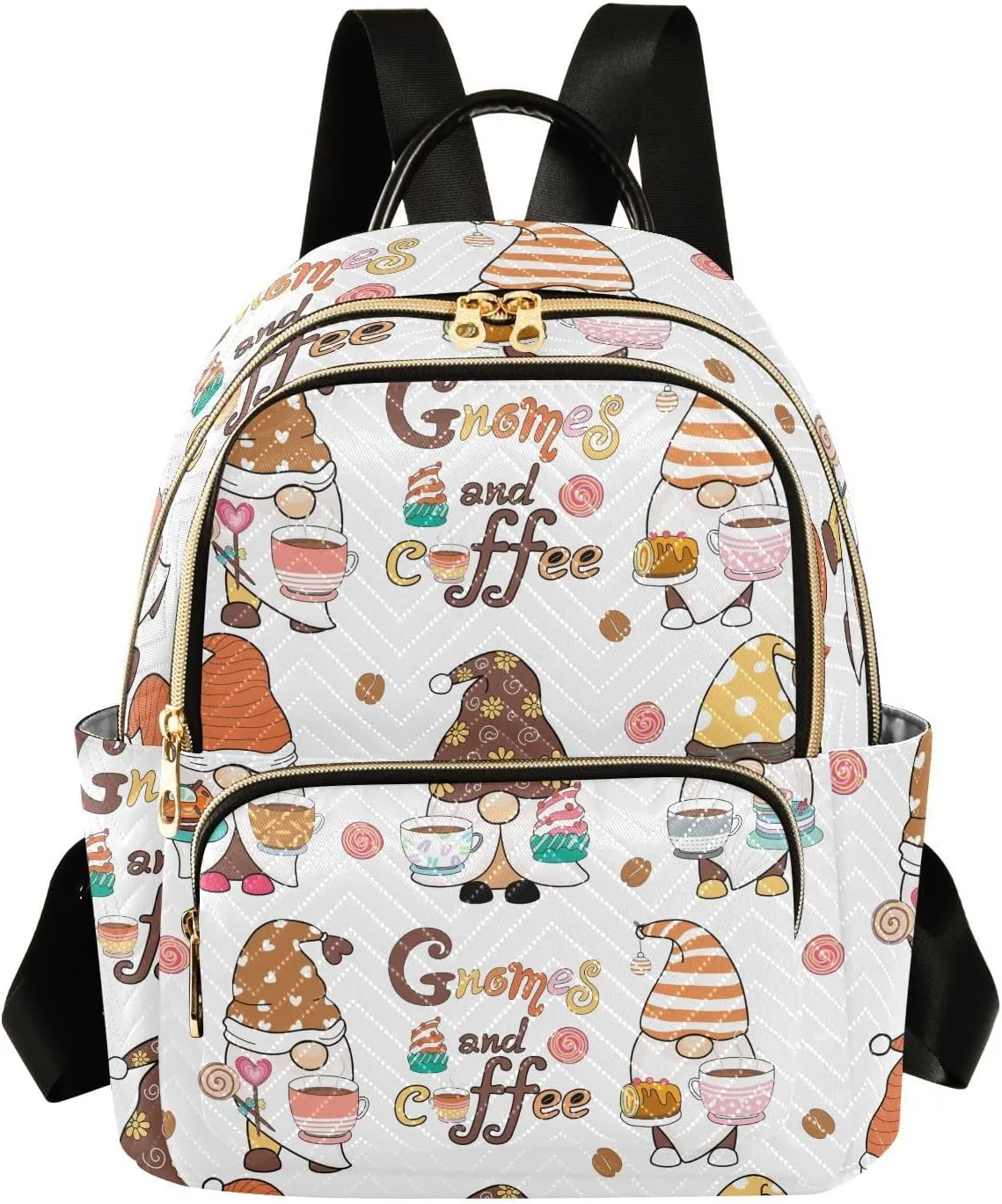 Exnundod Cartoon Gnomes Coffees Mini Backpack Purse for Women Travel Backpack Fashion Lightweight Shoulder Bag Small Casual Daypack,Medium