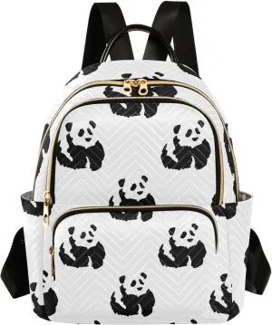 Exnundod Ink Painting Pandas Mini Backpack Purse for Women, Asian Chinese Art Travel Backpack Fashion Backpack Lightweight Shoulder Bag Small Casual Daypack,Medium
