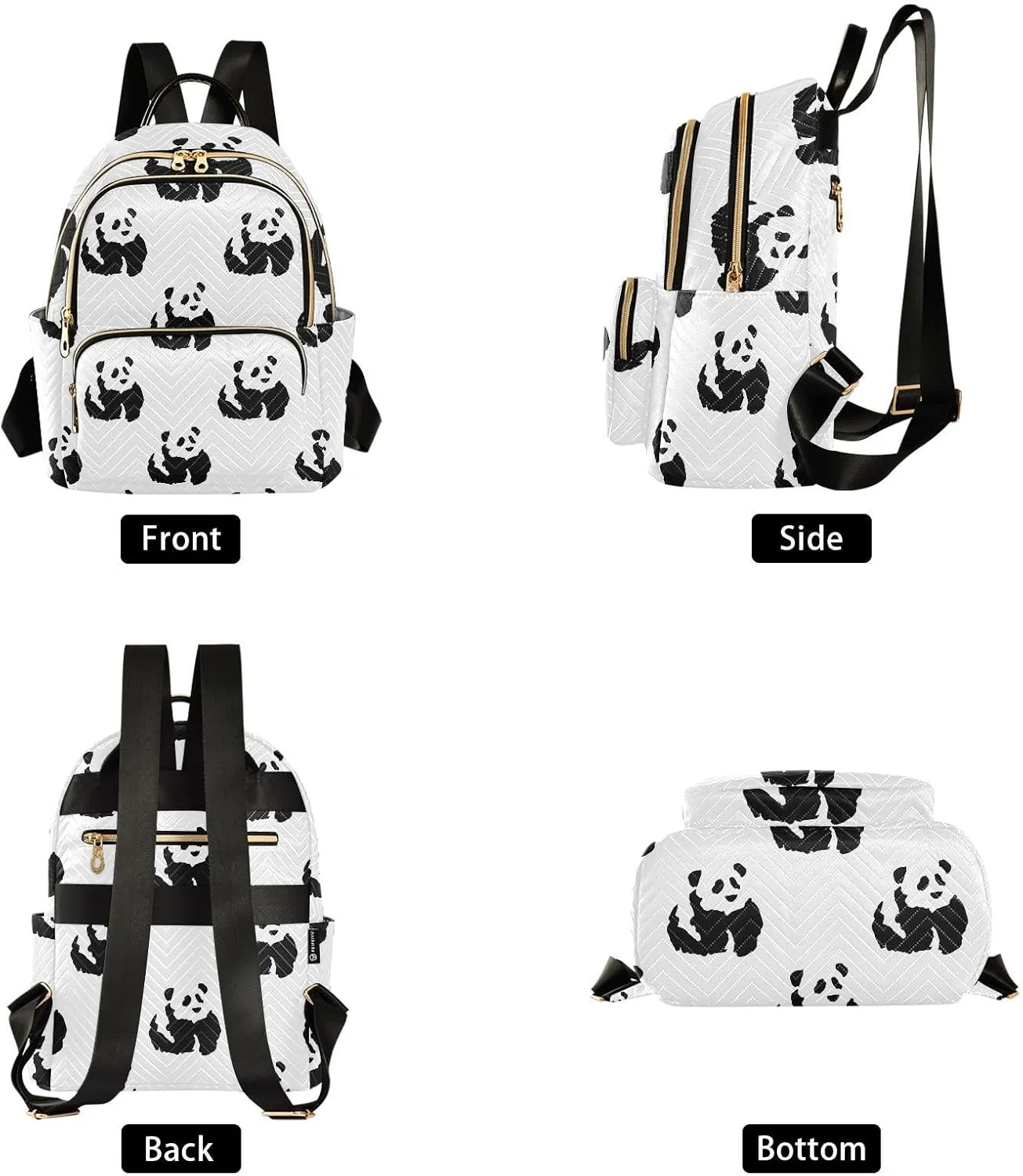 Exnundod Ink Painting Pandas Mini Backpack Purse for Women, Asian Chinese Art Travel Backpack Fashion Backpack Lightweight Shoulder Bag Small Casual Daypack,Medium