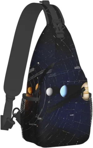 Exploring The Solar System Print Cross Chest Bag Diagonally,Sling Backpack Fashion Travel Hiking Daypack Crossbody Shoulder Bag For Men Women.