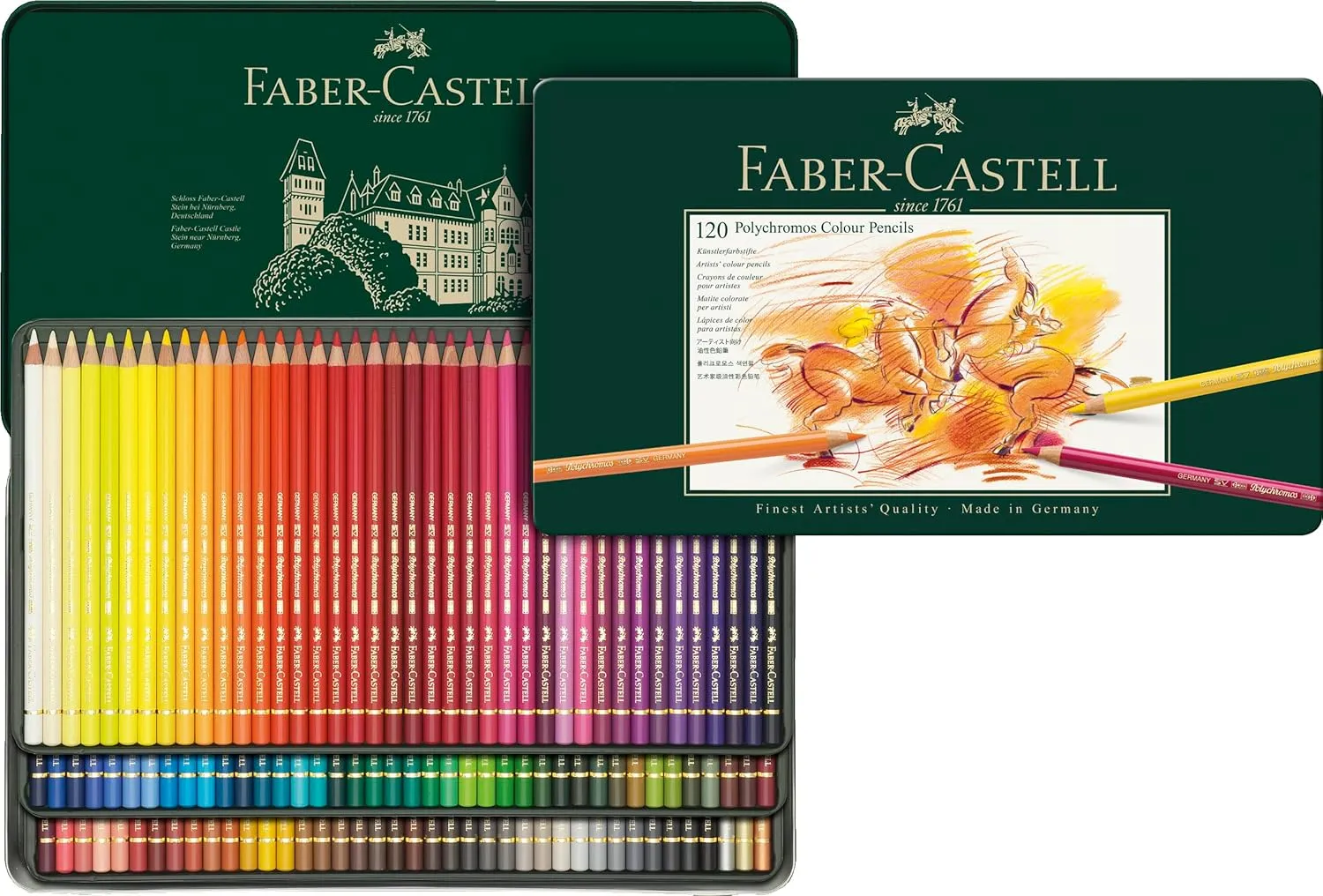 Faber-Castell Polychromos Artists' Color Pencils - Tin of 120 Colors - Premium Quality Artist Pencils