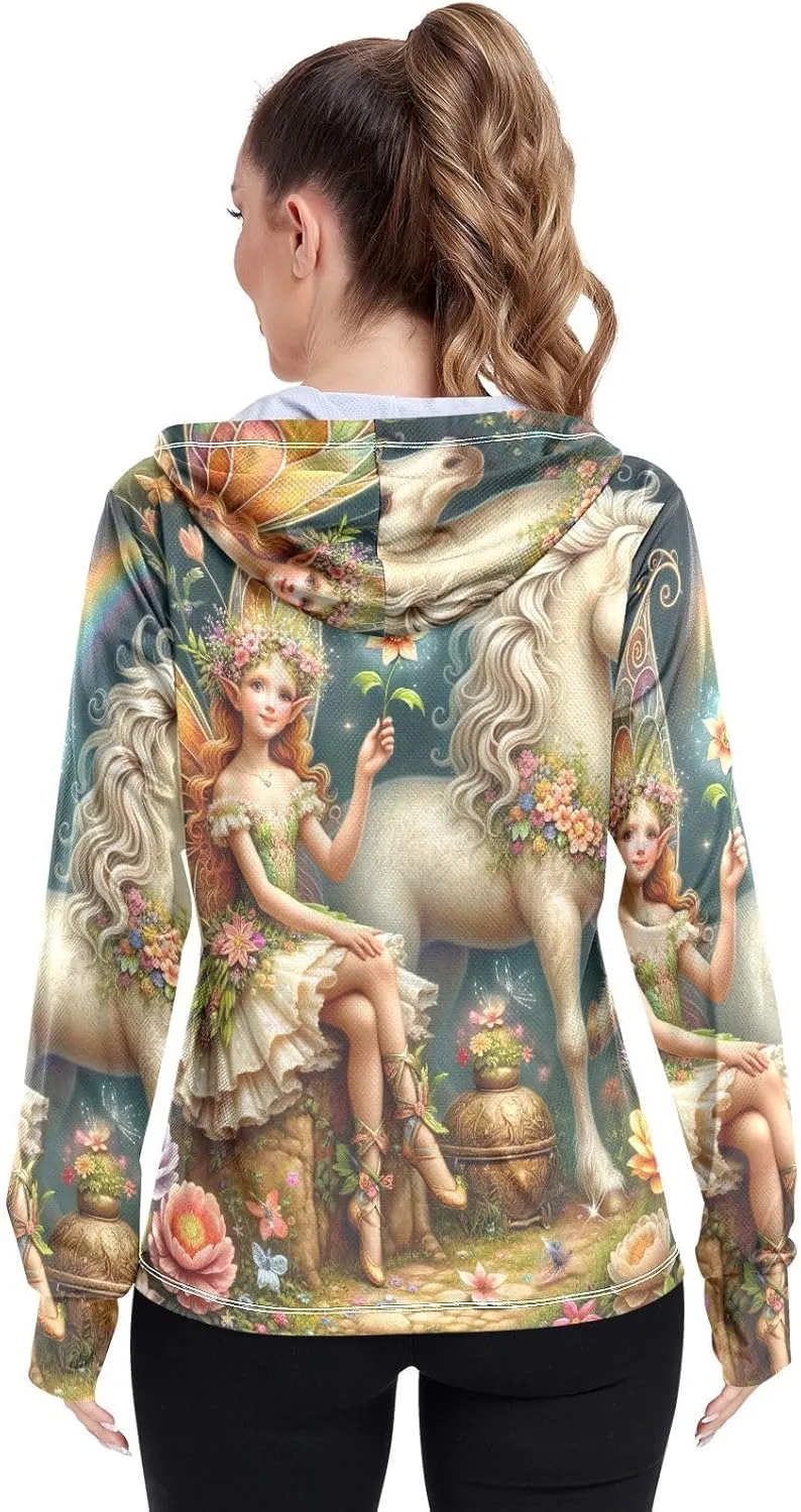 Fairy Unicorn Upf Jacket Upf 50 , Long Sleeve Zip up Outdoor Shirt