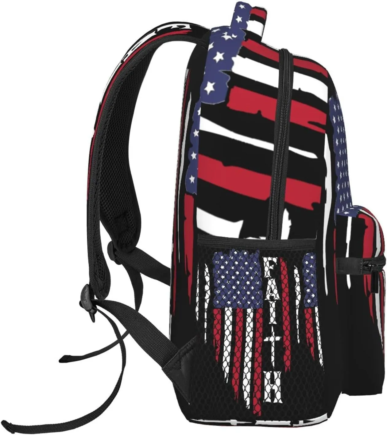 Faith American Flag Backpack Casual Pack Bag Laptop Backpack With Side Pocket Front Zipper Pocket Bookpack Travel Daypack Picnic Rucksack