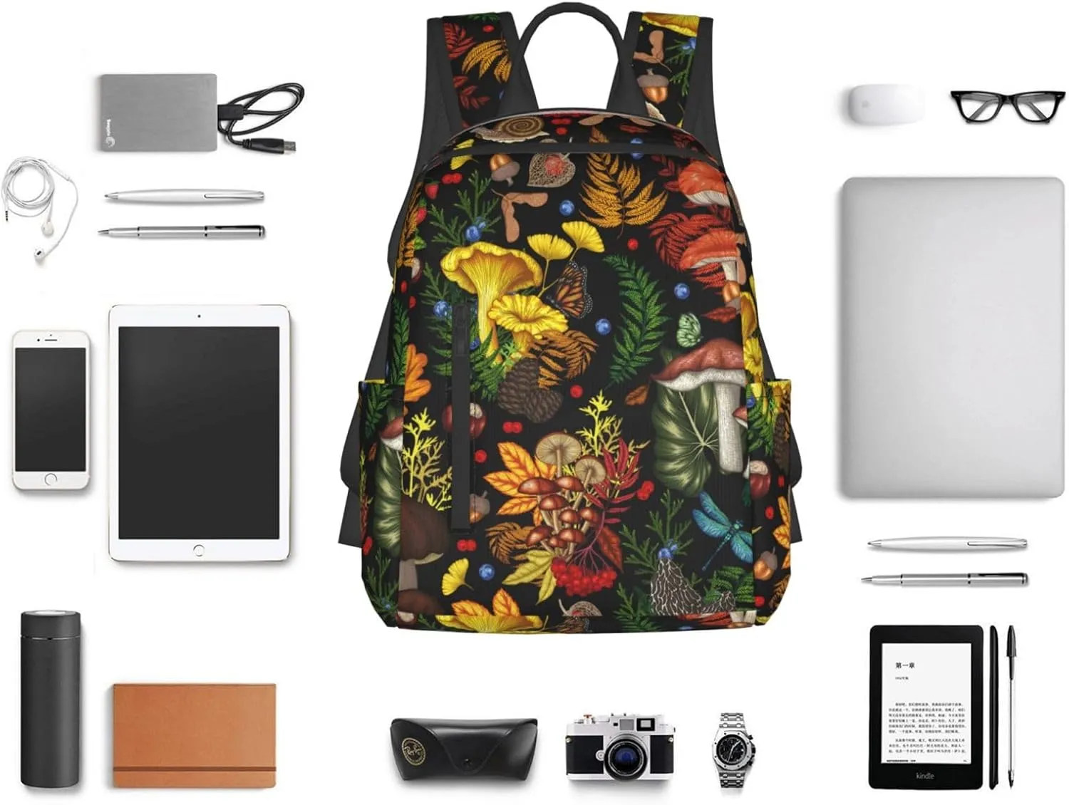 Fall Mushroom Leaves Travel Laptop Backpack Womens Mens Bag Bookbag